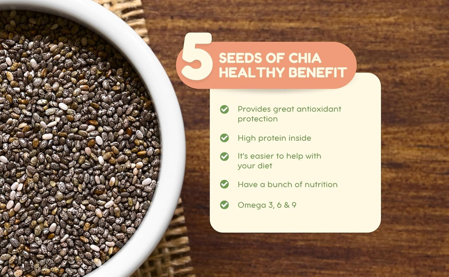 Chia Seed Extract Softgels - Energy Booster & Antioxidant Vitamins - Omega-3 & Fiber Supplements - Superfood Salvia Hispanica - 60 Softgels