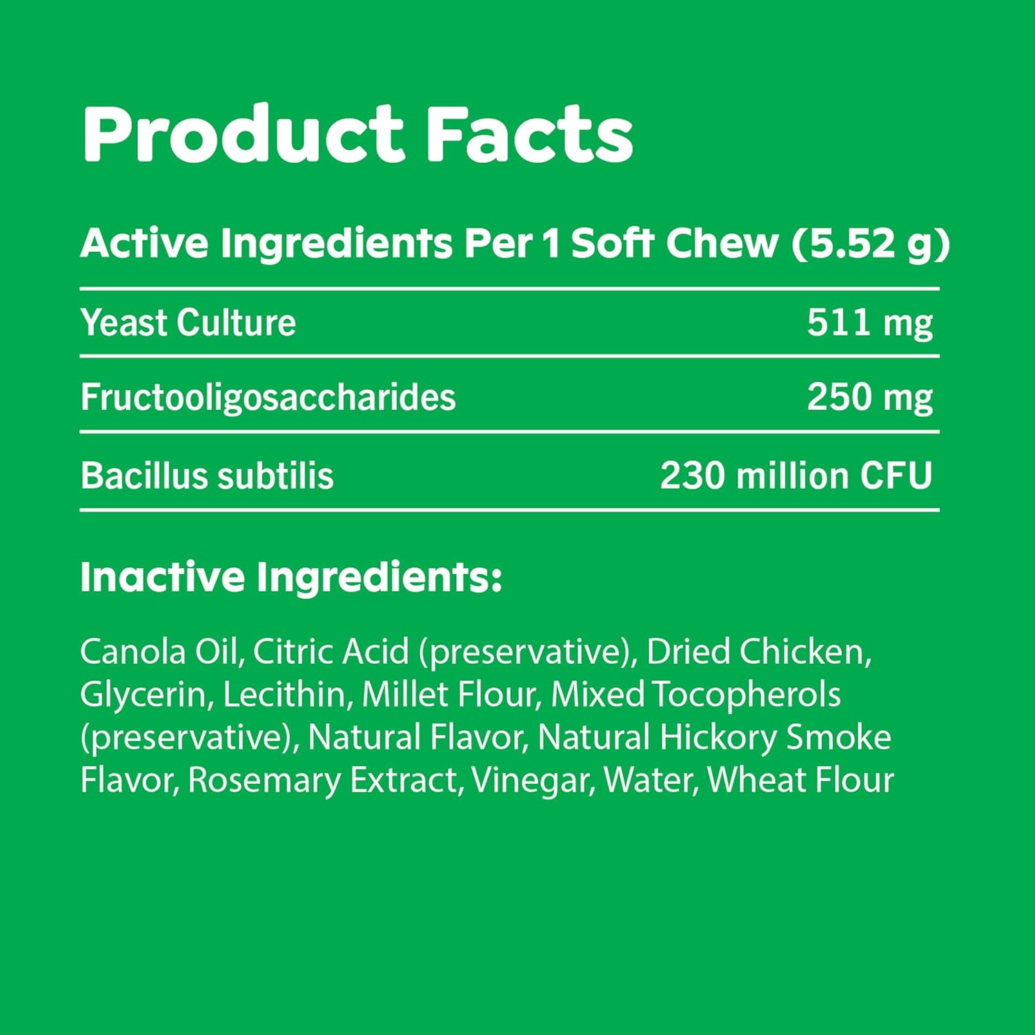 Chicken Flavor Greenies Digestive Health Probiotics Soft Chews for Dogs - 80 ct. Tub, 15.6 oz.