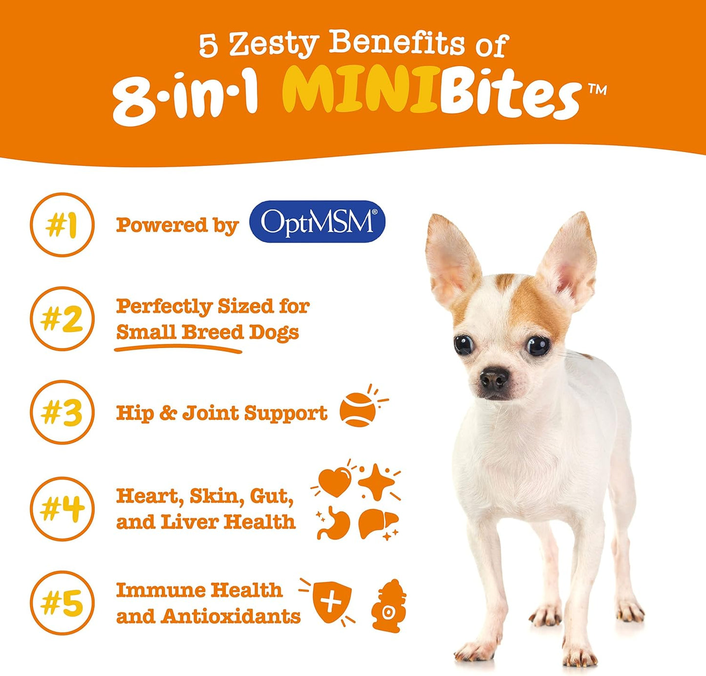 Chicken Flavored Dog Multivitamin Treats with Glucosamine Chondroitin, Digestive Enzymes, Probiotics, Grain-Free Formula, 90ct