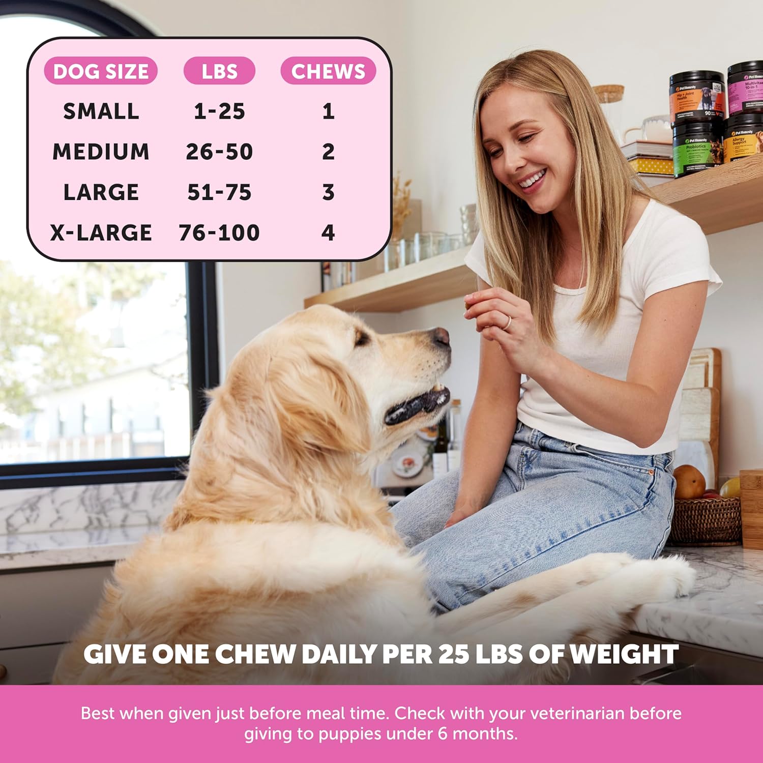 Chicken Flavored Dog Supplement with Glucosamine, Probiotics, Omega Fish Oil - 90 ct