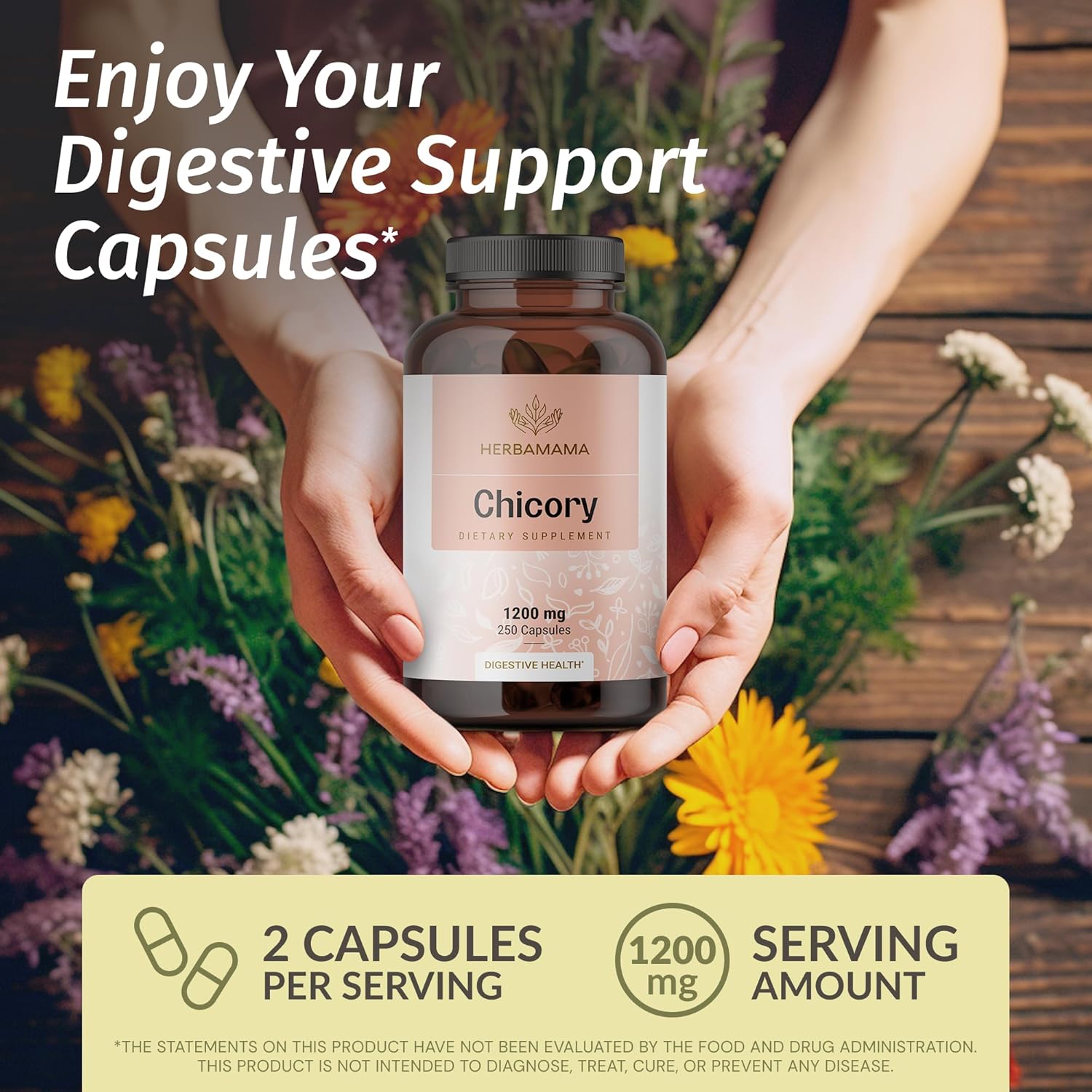 Chicory and Dandelion Supplement Kit - 1200mg Capsules & 4 fl oz Tincture Bundle - Vegan, Non-GMO, Sugar & Alcohol-Free - 2 Pack