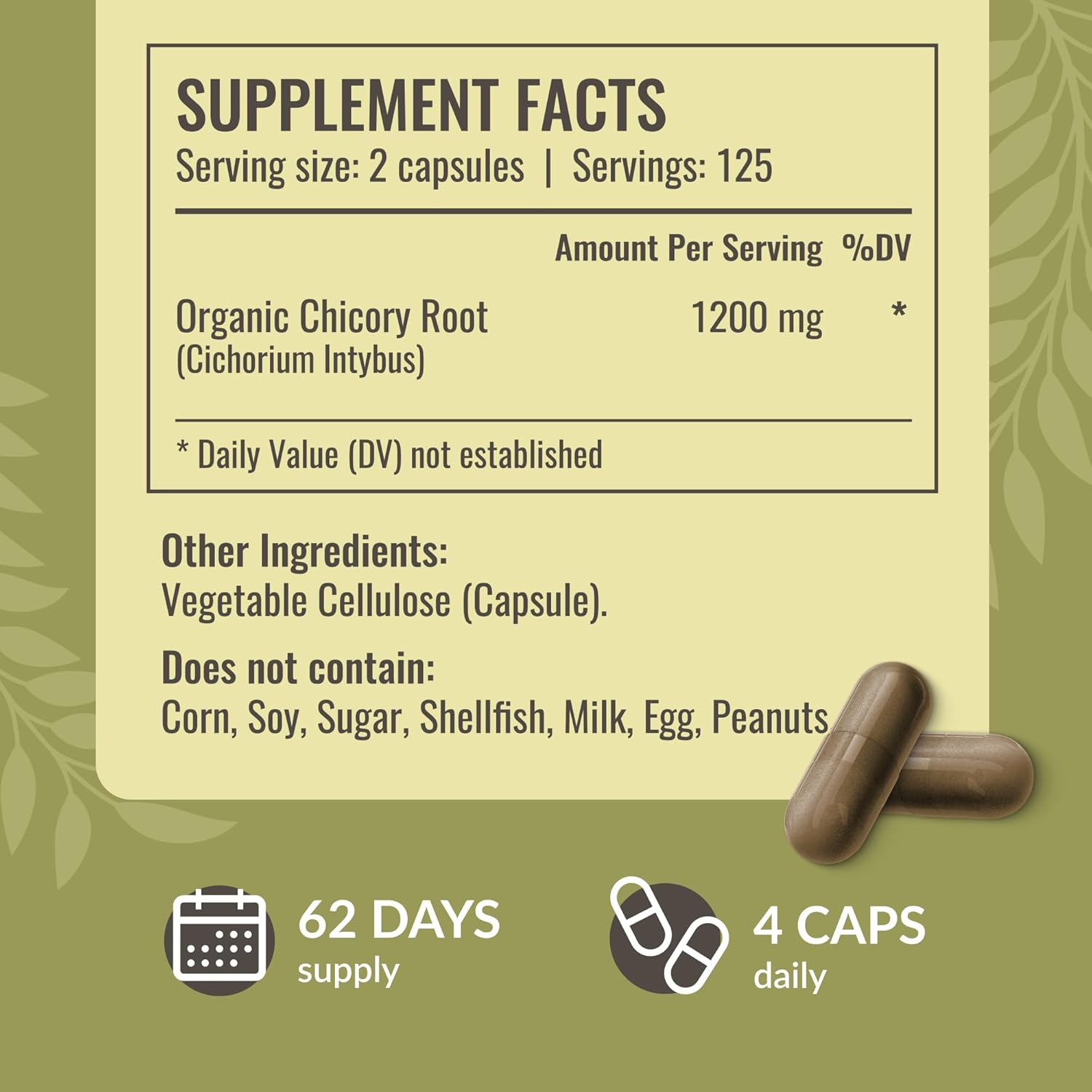 Chicory and Dandelion Supplement Kit - 1200mg Capsules & 4 fl oz Tincture Bundle - Vegan, Non-GMO, Sugar & Alcohol-Free - 2 Pack