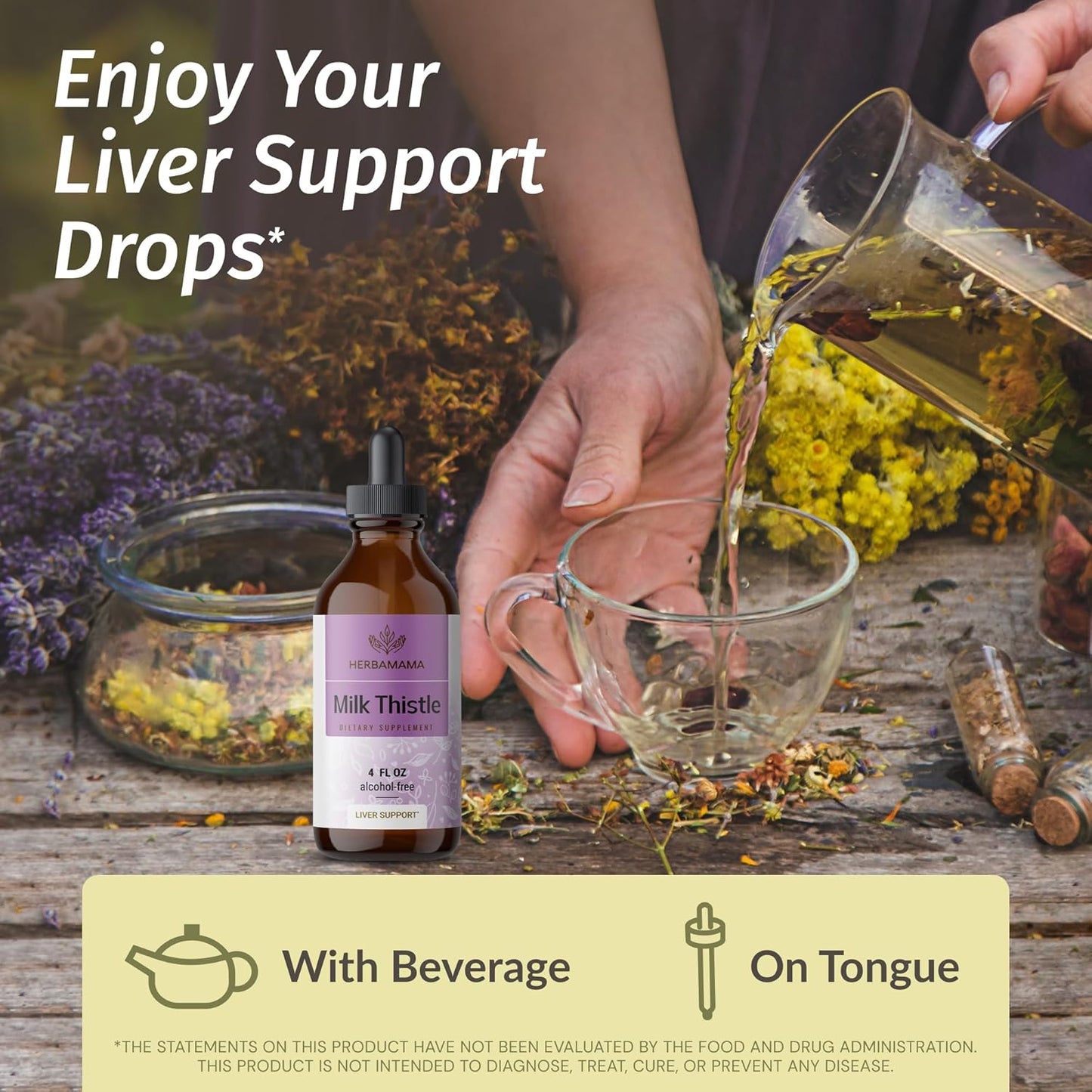 Chicory Root Capsules & Milk Thistle Tincture Kit - 1200mg Capsules, 4 fl oz Tincture - Vegan, Non-GMO, Sugar & Alcohol-Free - 2 Pack