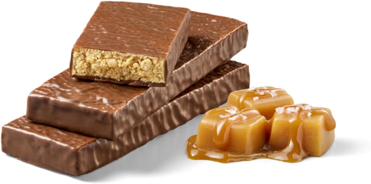 Chicory Root Fiber think! Protein Bars, Salted Caramel Flavor, No Artificial Sweeteners, 1.4 Oz Bars, Pack of 10