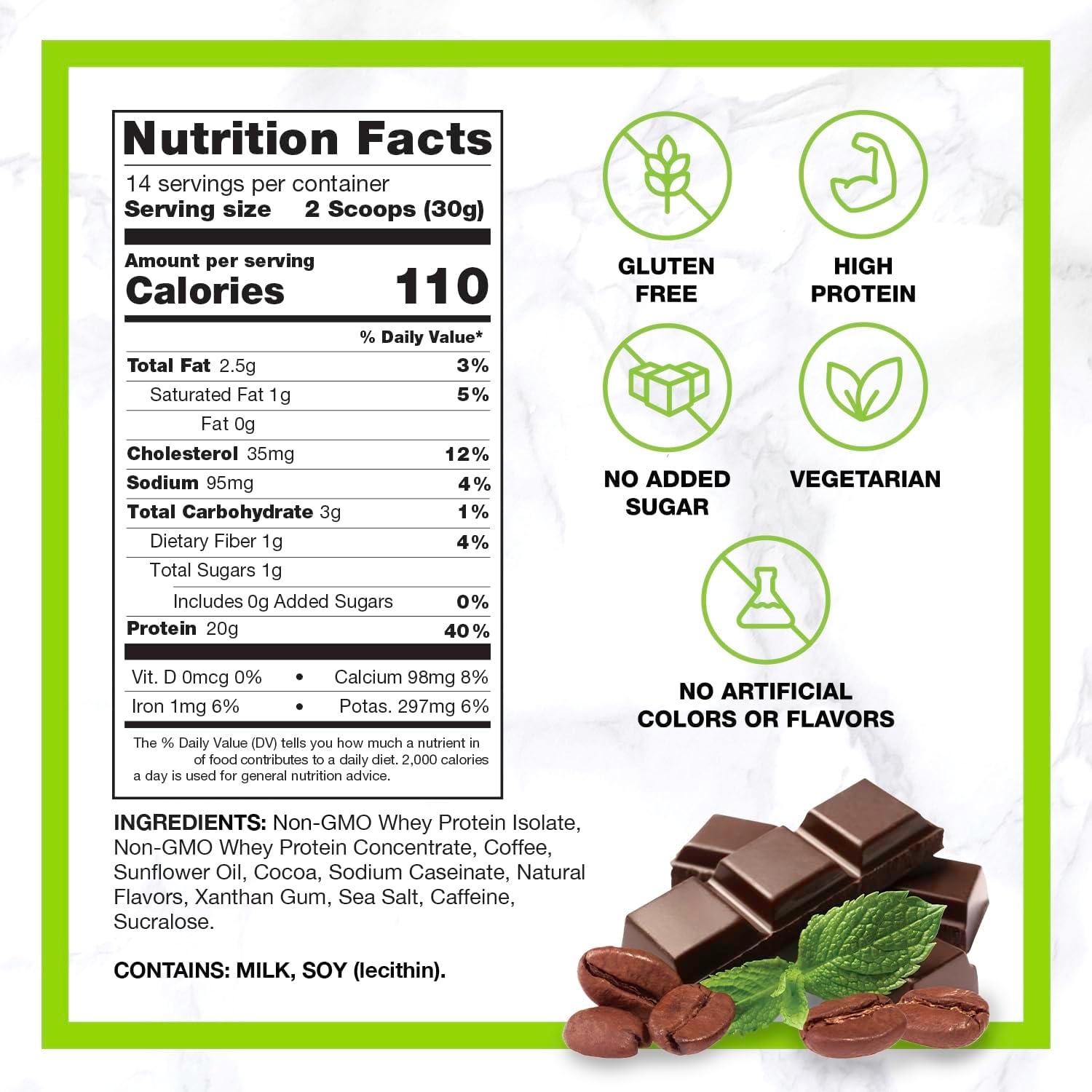 CHIKE Mocha Mint High Protein Iced Coffee - 20g Protein, 2 Shots Espresso, Low Sugar, Keto & Gluten Free - 14 Servings