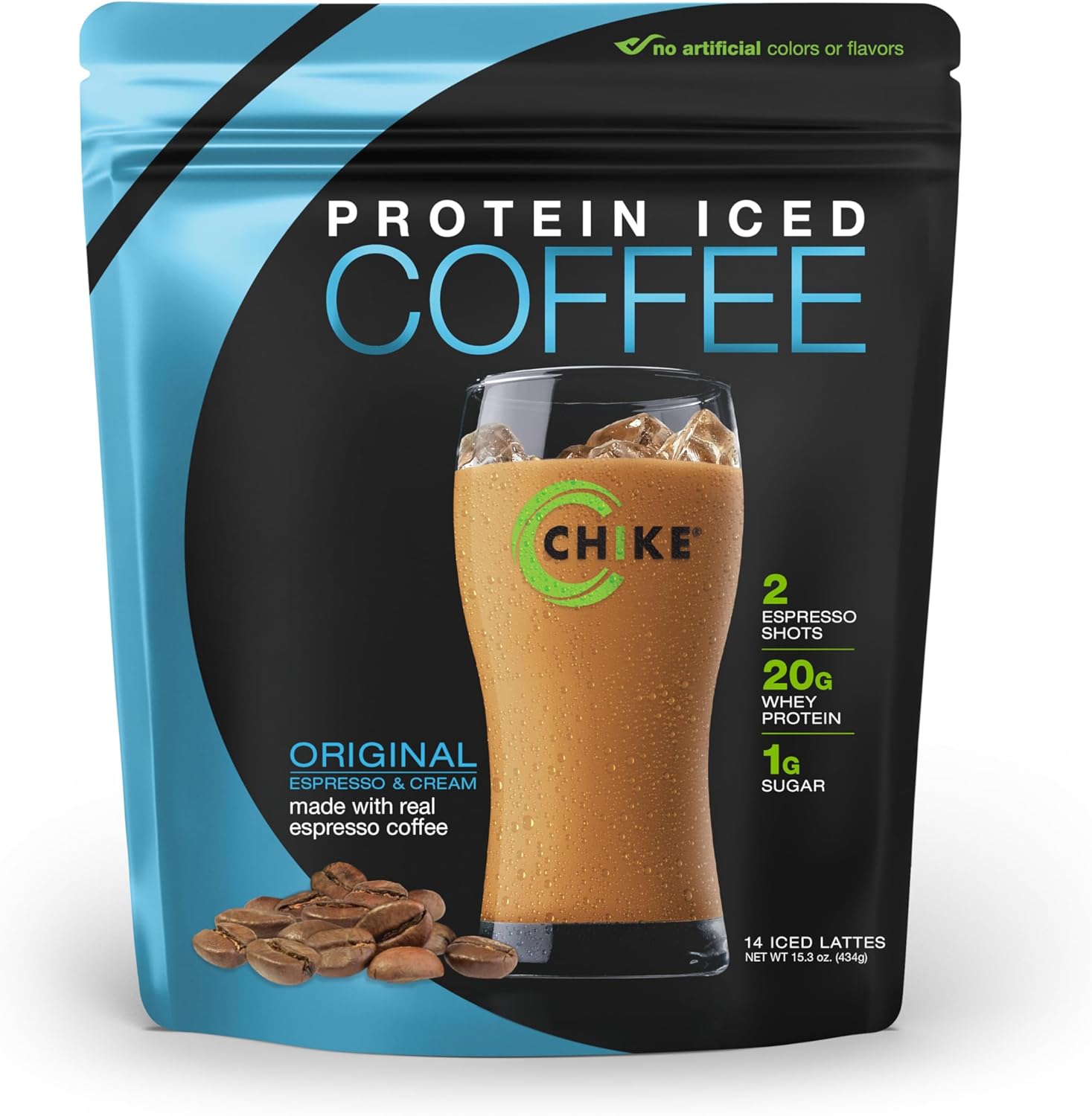 Chike Original High Protein Iced Coffee - 20g Protein, 2 Shots Espresso, 1g Sugar - Keto & Gluten Free - 14 Servings - 15.3oz