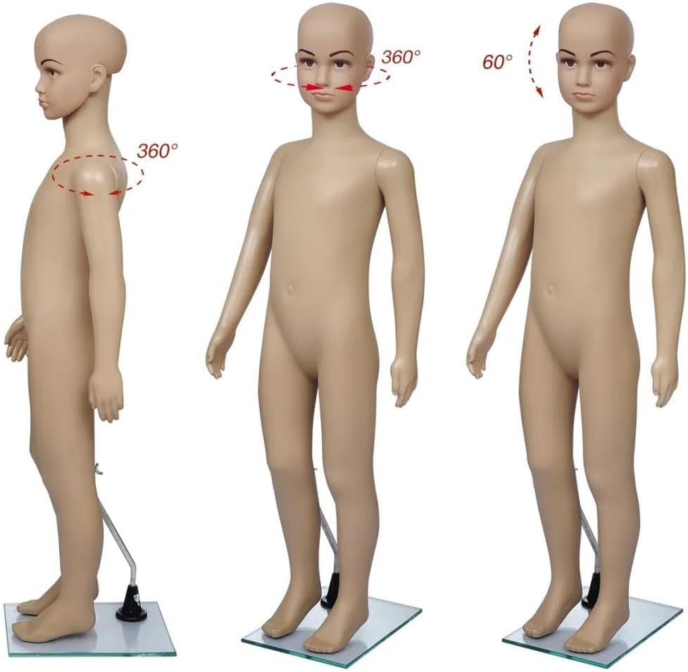 Child Mannequin with 21.7" Bust, 24" Hips, 20.1" Waist, 43.3" Height - Beige Color, Fitment Verified