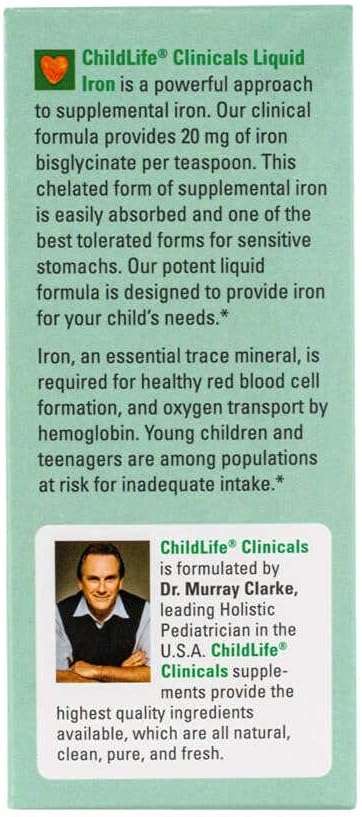 ChildLife Essentials Liquid Iron - All-Natural Iron Supplement for Kids, Supports Healthy Blood Function, Gluten-Free Iron Drops for Infants - Natural Berry Flavor, 4 Fl Oz Bottle
