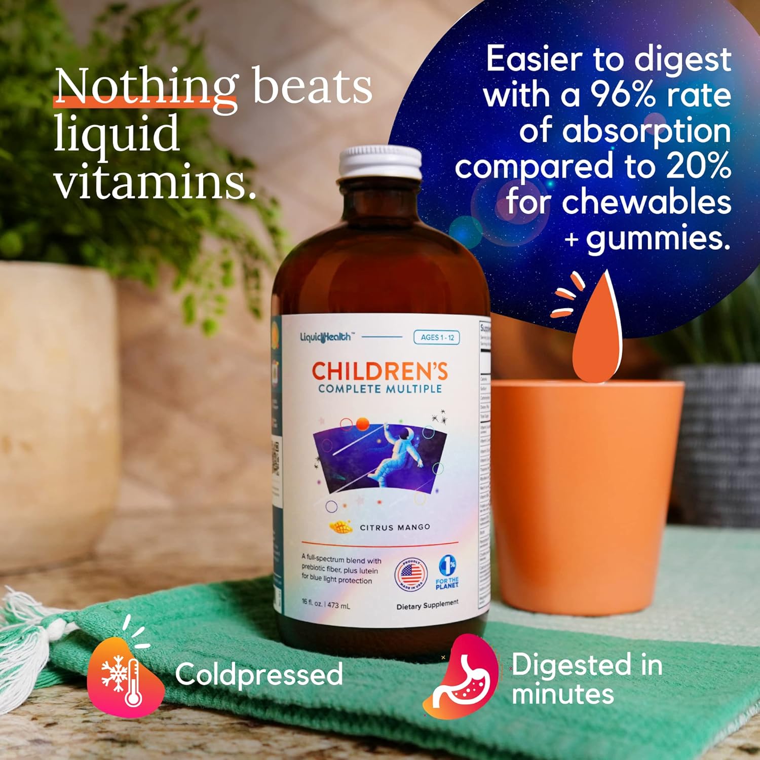 Children's Complete Multivitamin Bundle with Calcium, Magnesium, and Joint Support by LIQUIDHEALTH
