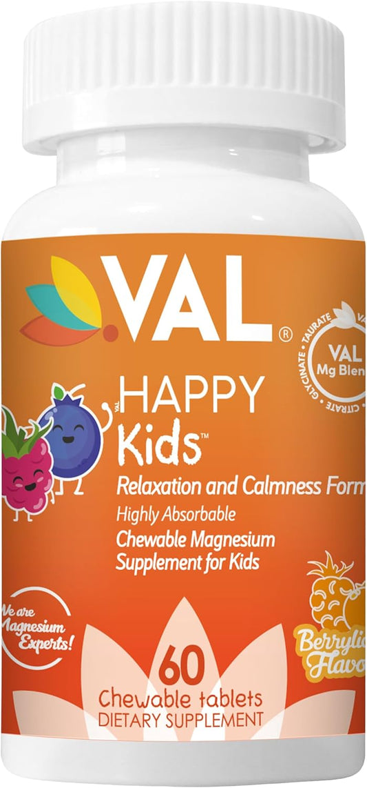 Children's High-Absorption Magnesium Chewable Tablets with Vitamin B6, D & C - Calm, Relaxation & Focus - Non-GMO, Sugar-Free