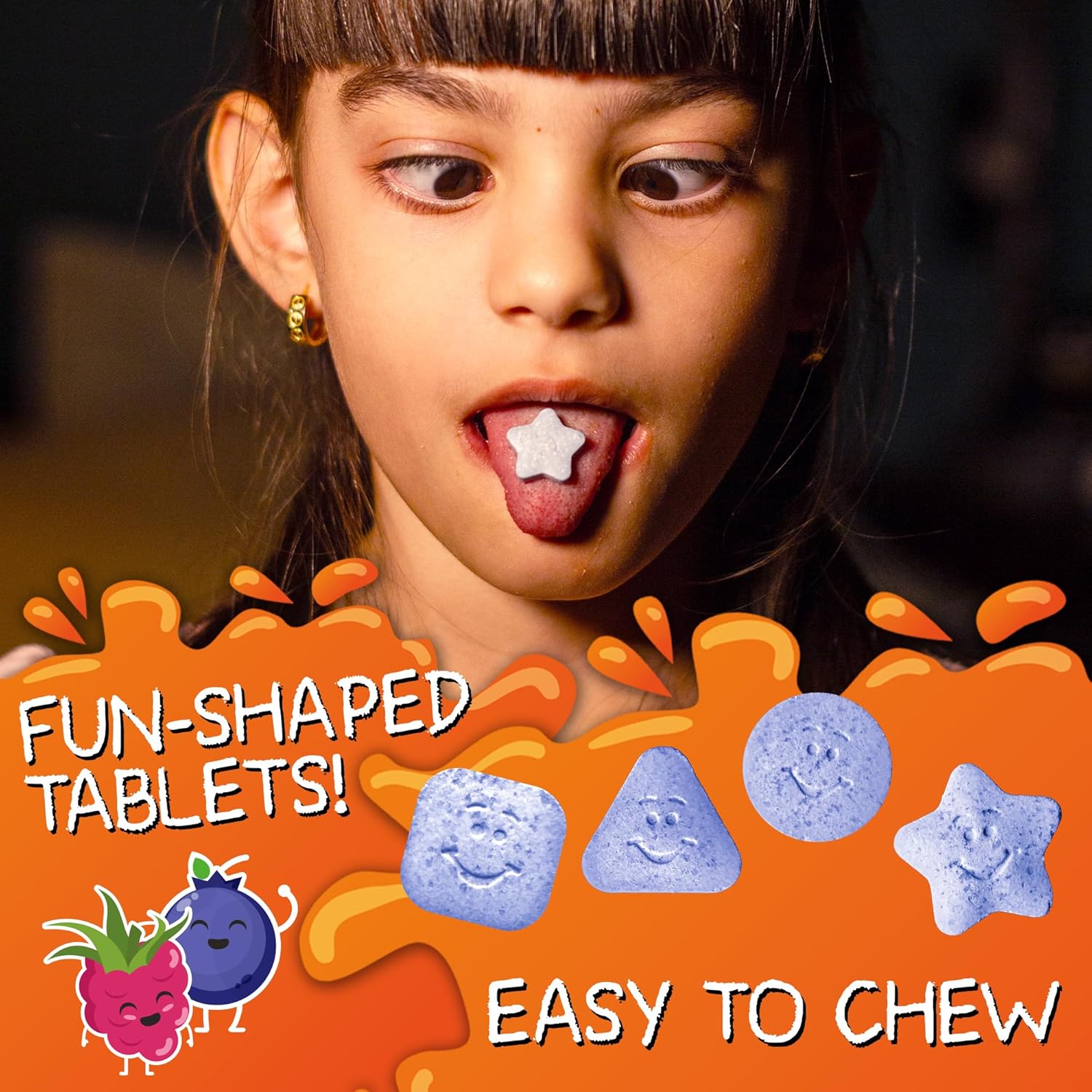 Children's High-Absorption Magnesium Chewable Tablets with Vitamin B6, D & C - Calm, Relaxation & Focus - Non-GMO, Sugar-Free