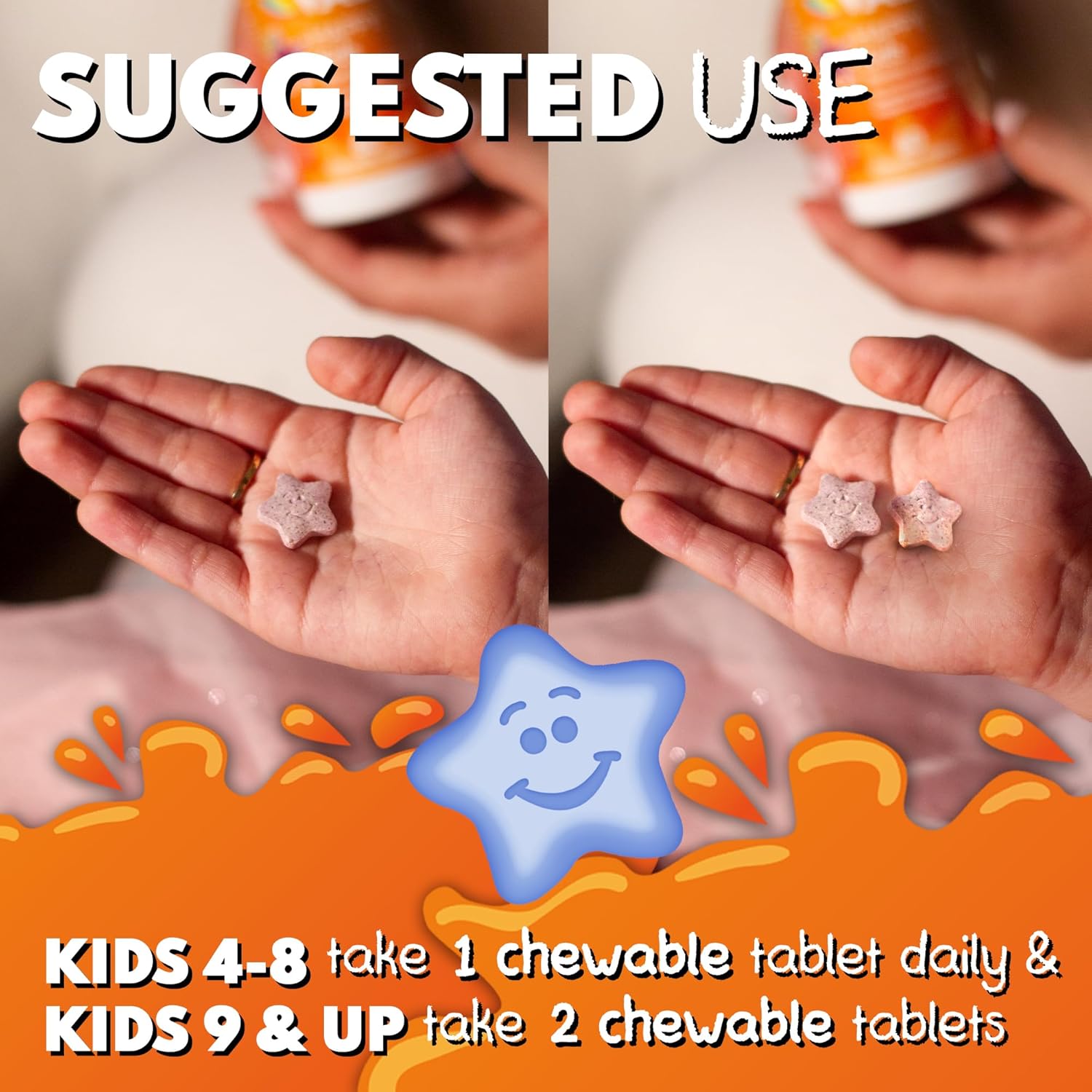 Children's High-Absorption Magnesium Chewable Tablets with Vitamin B6, D & C - Calm, Relaxation & Focus - Non-GMO, Sugar-Free