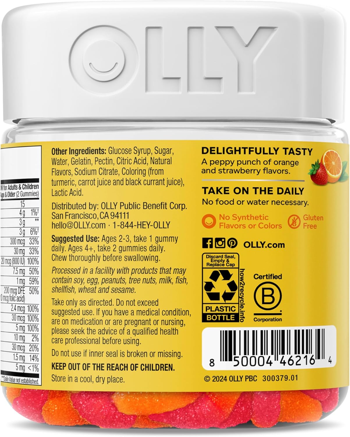 Children's Immune Support Multivitamin Gummy Worms, Chewable Sour Fruit Punch Supplement with Vitamins A, C, D, E, Bs, Zinc - 45 Day Supply (70 Count)