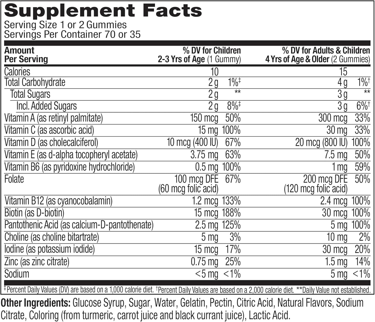 Children's Immune Support Multivitamin Gummy Worms, Chewable Sour Fruit Punch Supplement with Vitamins A, C, D, E, Bs, Zinc - 45 Day Supply (70 Count)