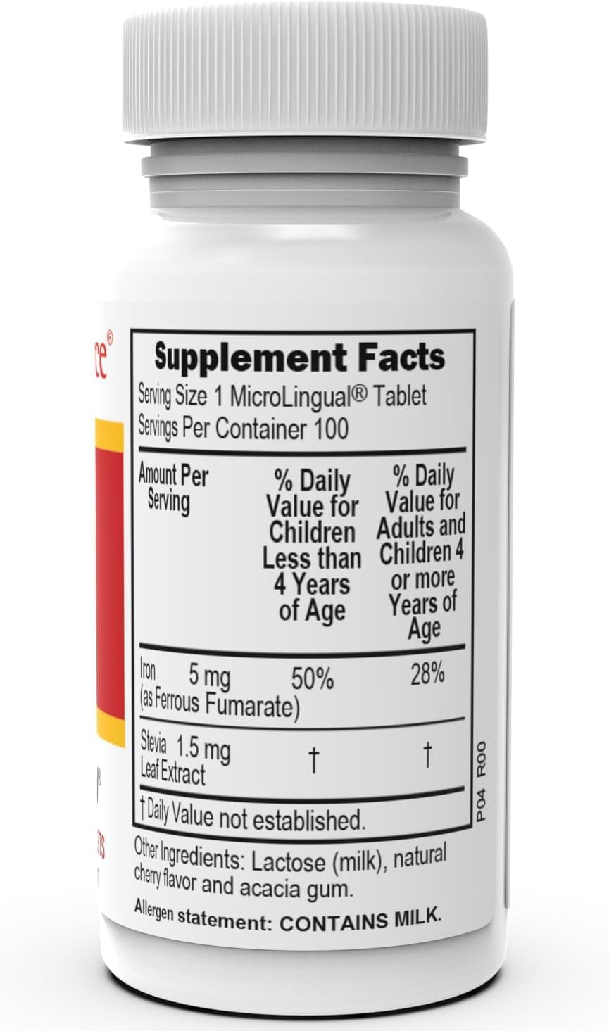 Children’s Iron 5mg Supplement for Cell Health & Development - 100 Dissolve Tablets for Toddlers