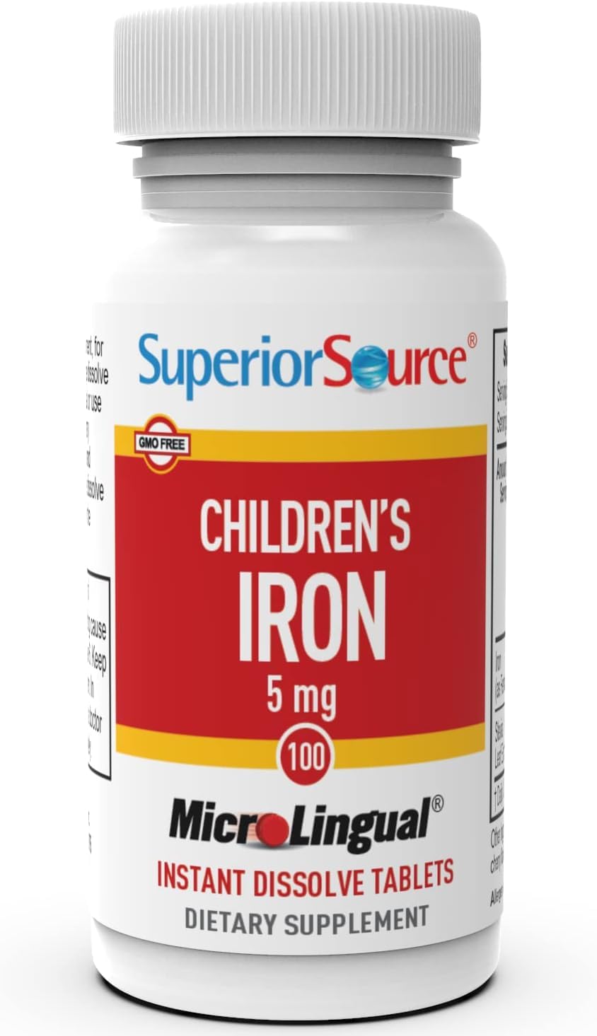 Children’s Iron 5mg Supplement for Cell Health & Development - 100 Dissolve Tablets for Toddlers