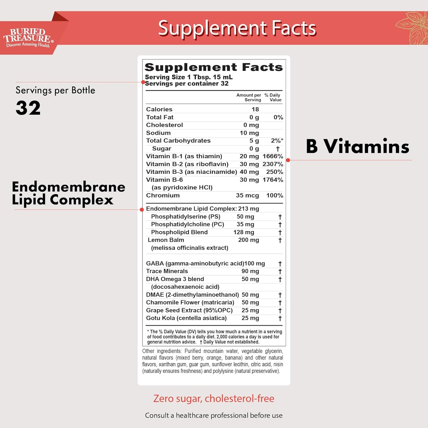 Children's Learning Support Supplement with GABA, DHA, Vitamin B, and Herbal Blend - Aid Healthy Brain Functions - Improve Short-Term Auditory Memory, Focus, and Behavior - 16.54 oz