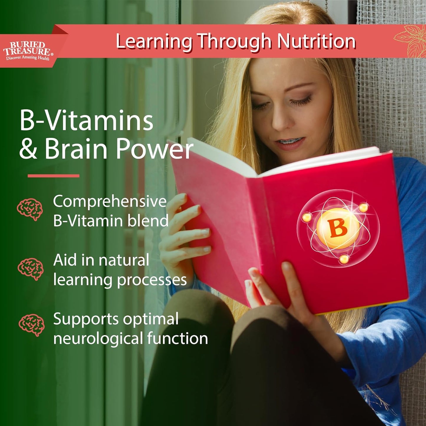 Children's Learning Support Supplement with GABA, DHA, Vitamin B, and Herbal Blend - Aid Healthy Brain Functions - Improve Short-Term Auditory Memory, Focus, and Behavior - 16.54 oz