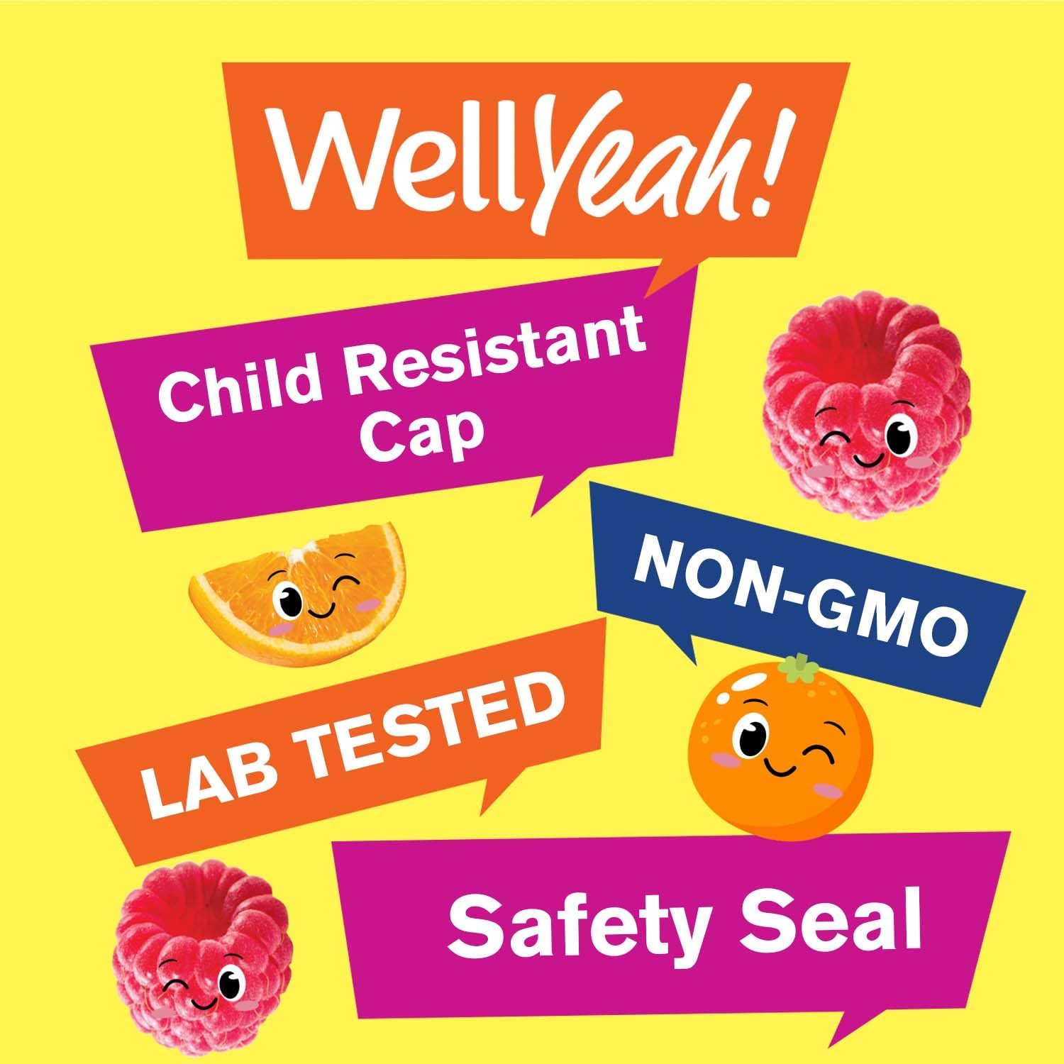 Children's WellYeah Calcium and Vitamin D3 Gummy Supplements - Supports Bone Health, Muscle Function, and Immune System - Non GMO and Gluten Free - 60 Gummies