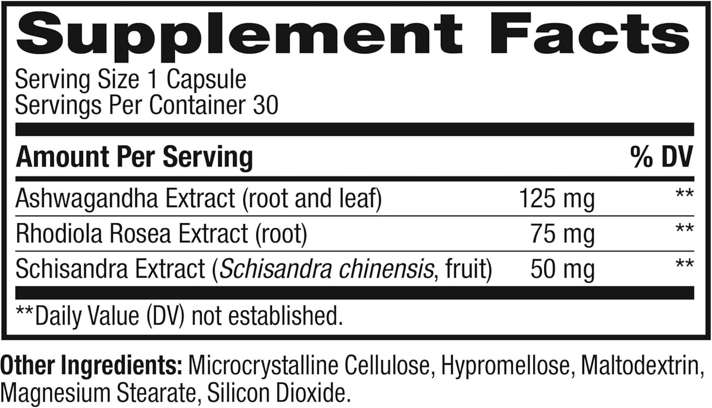 Chill Adaptogen & Ashwagandha Mood Support Supplement with Rhodiola Root - 30 Vegetarian Capsules