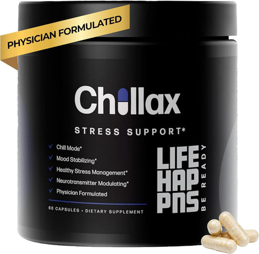 Chillax & Relax: L-Theanine, Magnesium, GABA & Saffron Supplement for Adults, Natural Mood Support - 60 Capsules