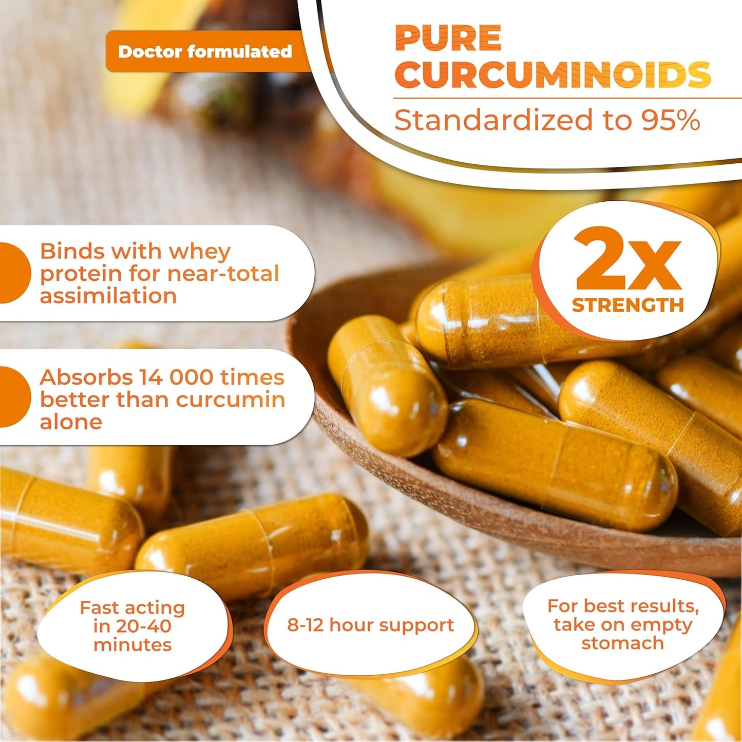 Chiroflex Turmeric and Curcumin Capsules with Boswellia - 2X Strength Joint Support Supplement (60 Caps)