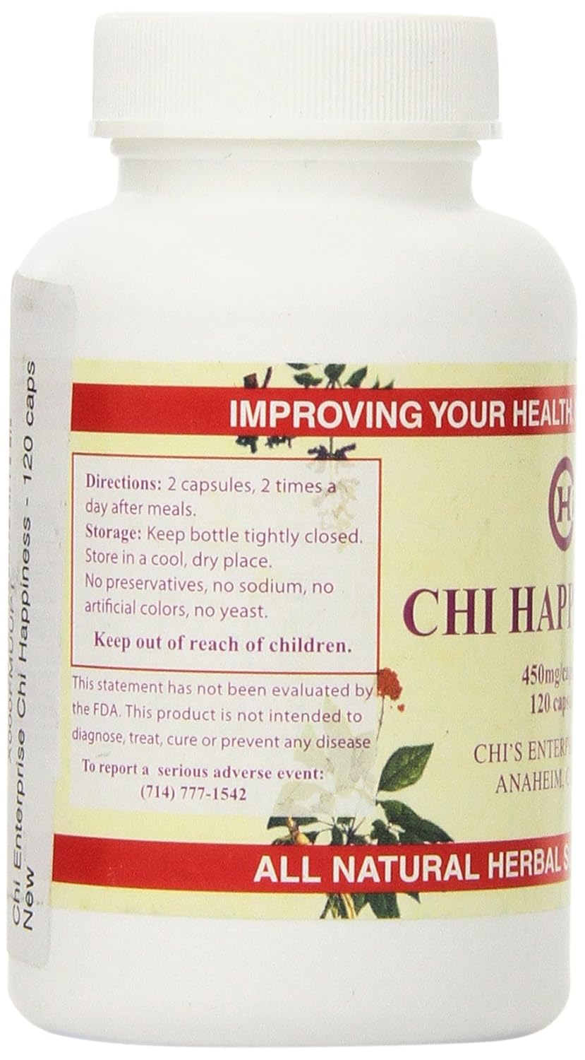 Chi's Enterprise Chi Happiness Supplement - 120 Capsules, 450mg - Natural Mood Support