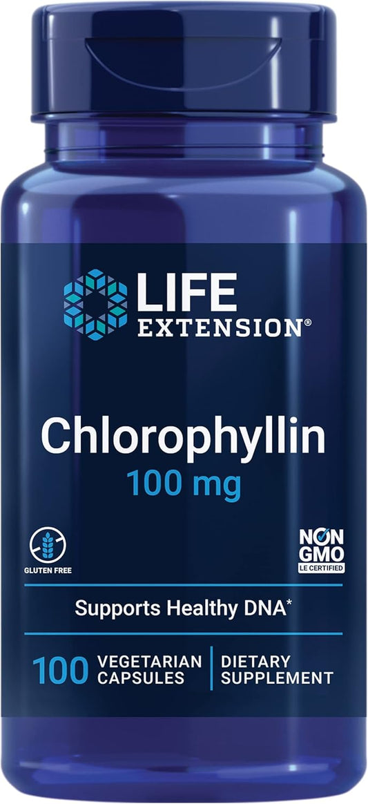 Chlorophyllin Capsules for Antioxidant and DNA Health Support - 100 Vegetarian Capsules, Gluten-Free, Non-GMO