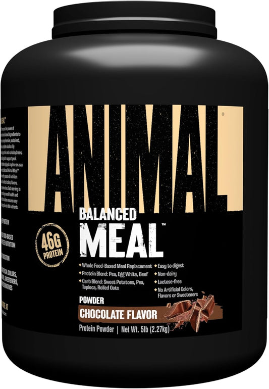 Chocolate Animal Meal Protein Shake - 5 lbs, Muscle Recovery with Whole Food Ingredients, Egg White, Beef & Pea Protein Blend