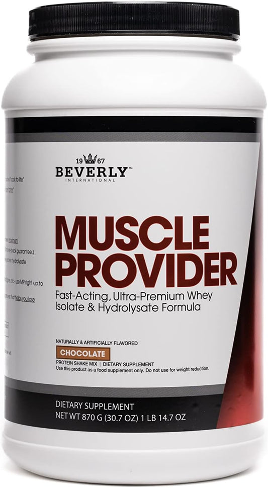 Chocolate Beverly International Muscle Provider - 30 Servings - Whey Protein Powder for Fast Recovery and Lean Muscle - Muscle-Filling, Stomach-Friendly, Ice Cream Flavored