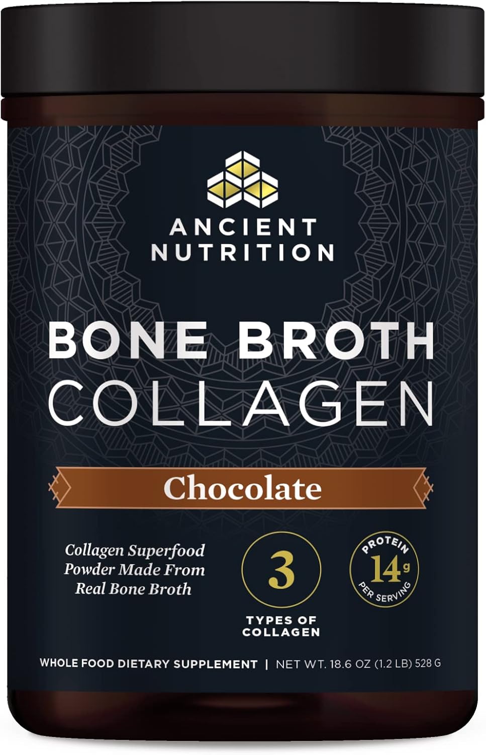 Chocolate Bone Broth Collagen Powder - Hydrolyzed Multi Collagen Peptides for Skin, Nails, and Joints - 30 Servings, 18.6oz