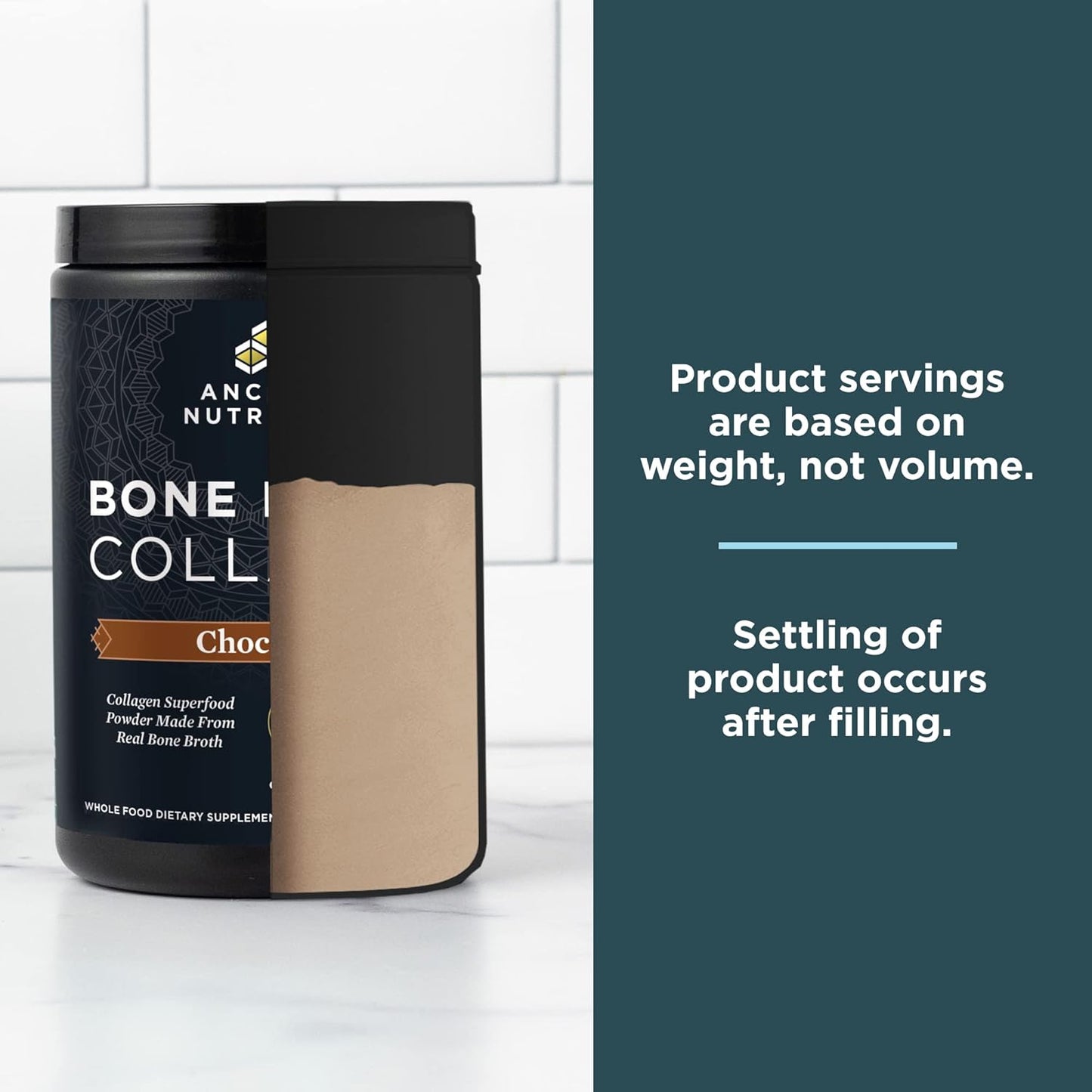 Chocolate Bone Broth Collagen Powder - Hydrolyzed Multi Collagen Peptides for Skin, Nails, and Joints - 30 Servings, 18.6oz