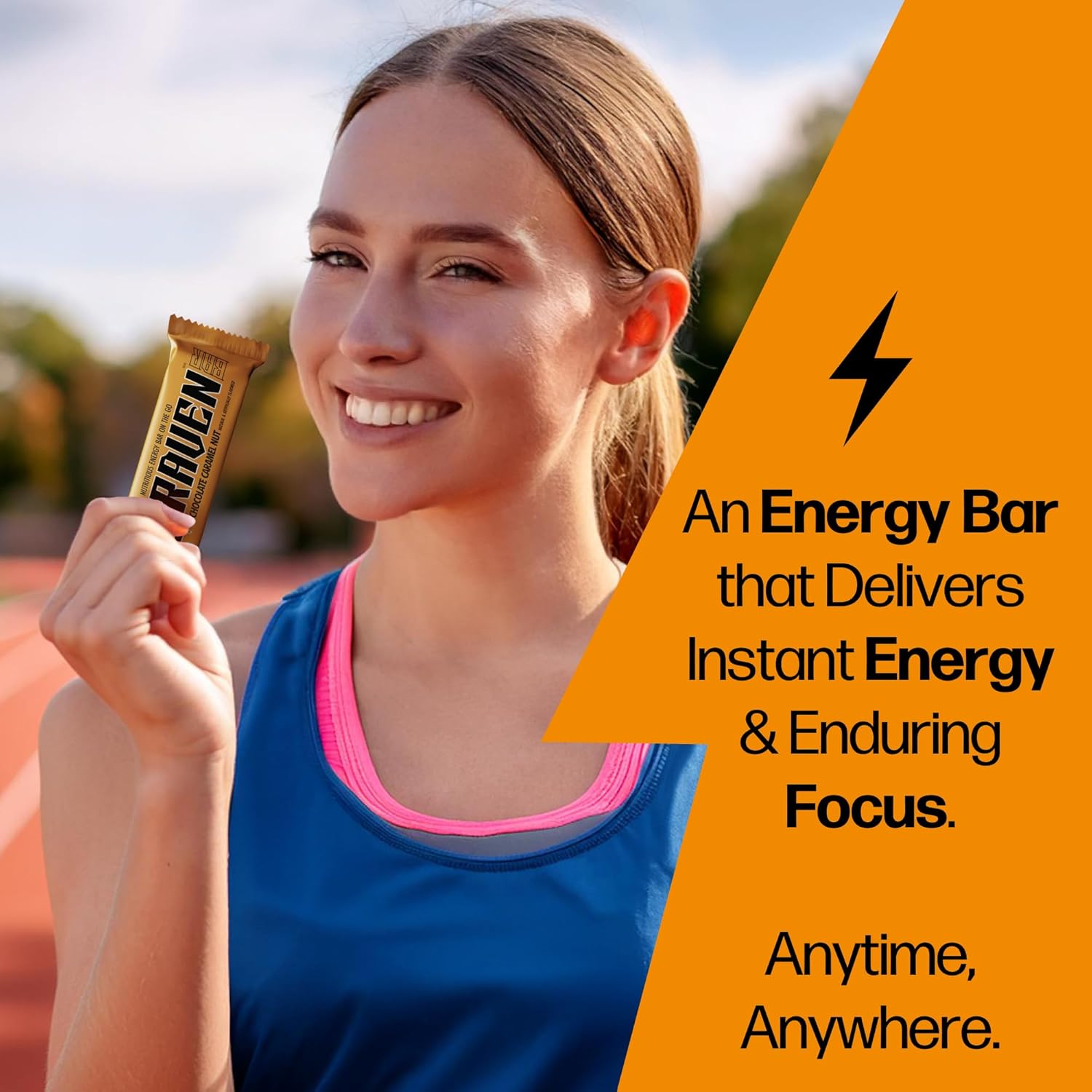 Chocolate Caramel Nut Energy Bars (1.59 oz, Pack of 10) - Protein-Packed Energy Chews for Running, Hiking & Sports - Gluten-Free On-the-Go Snacks for Sustained Energy Boost