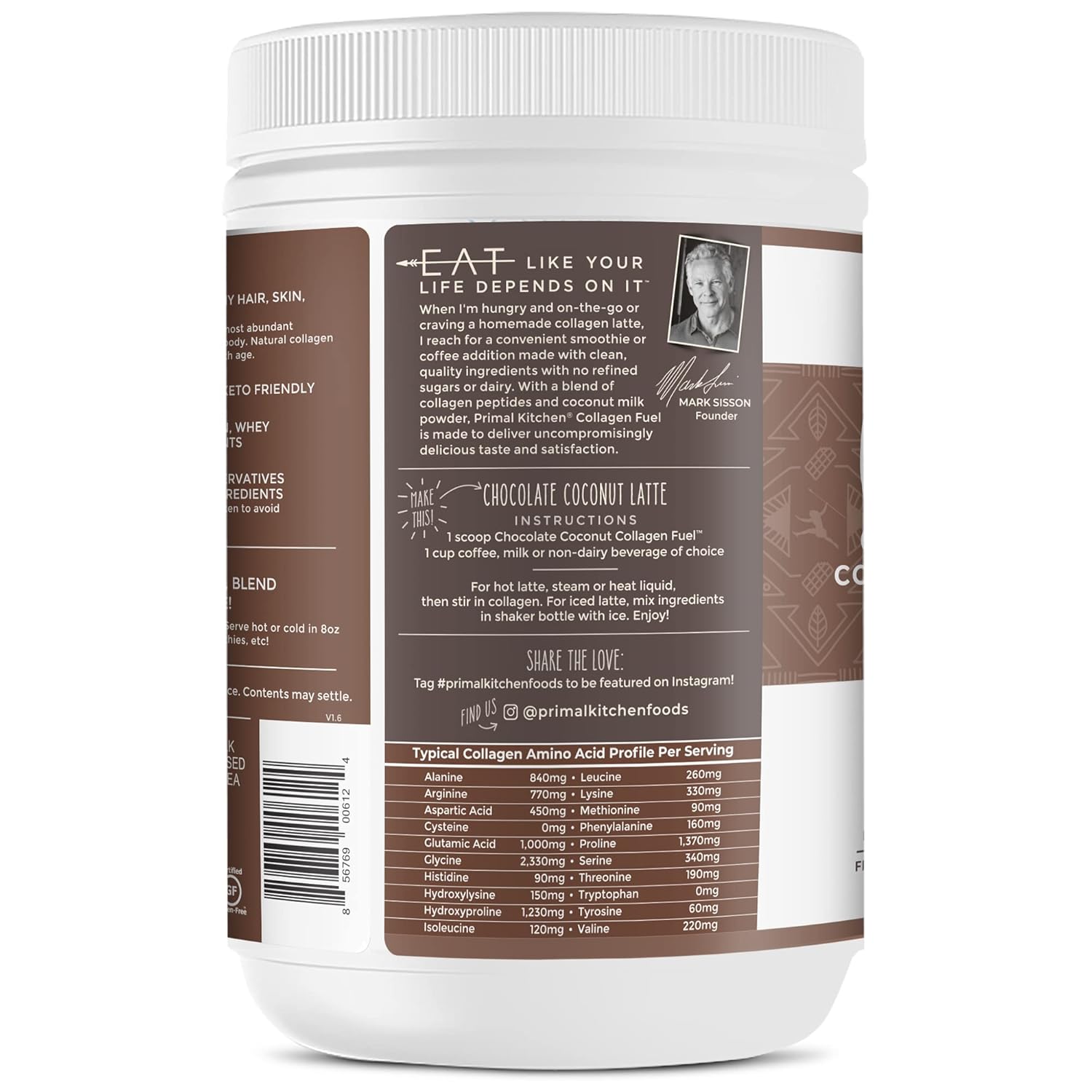 Chocolate Coconut Collagen Fuel Drink Mix - 13.1 oz - No Sugar/Dairy - Primal Kitchen