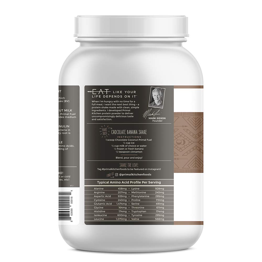 Chocolate Coconut Whey Protein Powder by Primal Kitchen - Gluten and Soy Free - 1.94 lbs