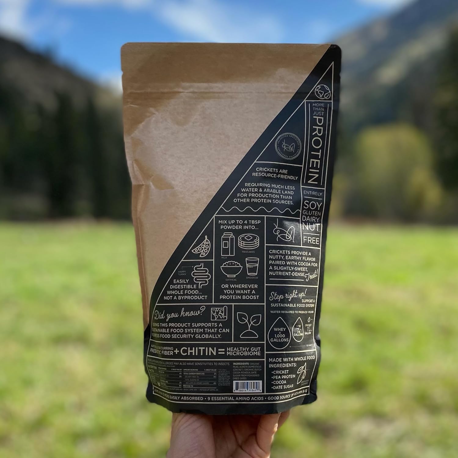 Chocolate Cricket and Pea Protein Powder Blend - 17g Complete Protein, Lactose-Free, Whey-Free Orchestra Provisions