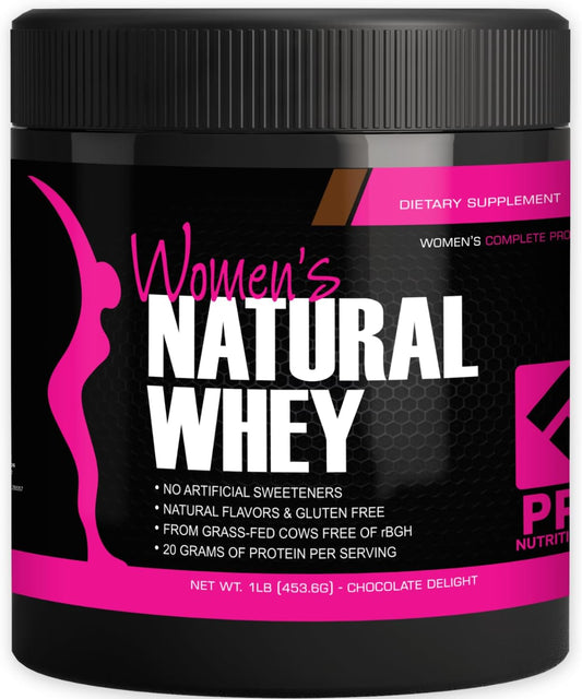 Chocolate Delight Whey Protein Powder for Women - Supports Lean Muscle - Low Carb - Gluten Free - Grass Fed and Hormone Free - 1 Lb