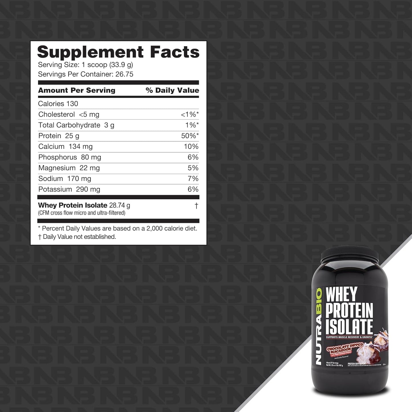 Chocolate Dipped Macaroon Whey Protein Isolate Powder - 25g Protein Per Serving - Complete Amino Acid Profile - Non-GMO - Soy & Gluten Free - 5 Lbs.