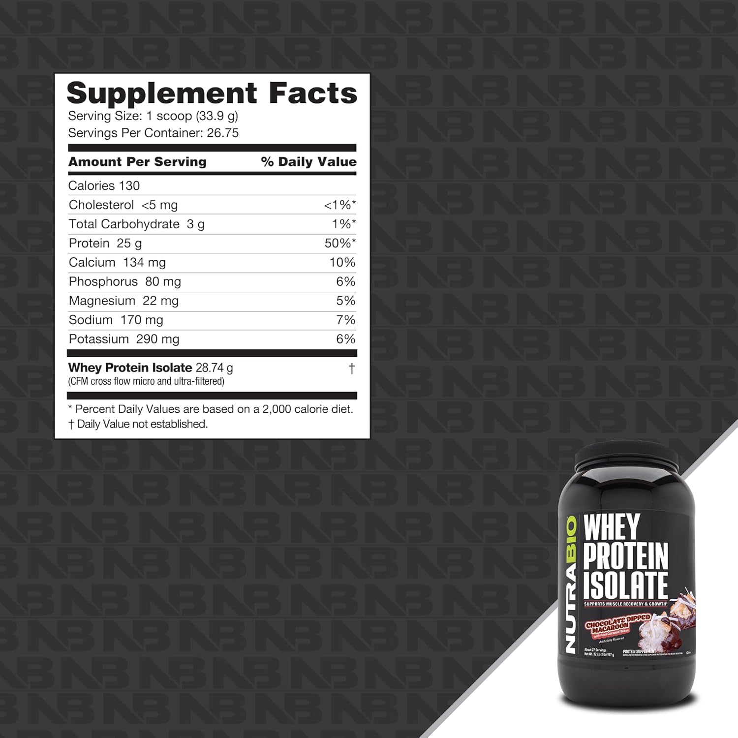 Chocolate Dipped Macaroon Whey Protein Isolate Powder - 25g Protein Per Serving - Complete Amino Acid Profile - Non-GMO - Soy & Gluten Free - 5 Lbs.