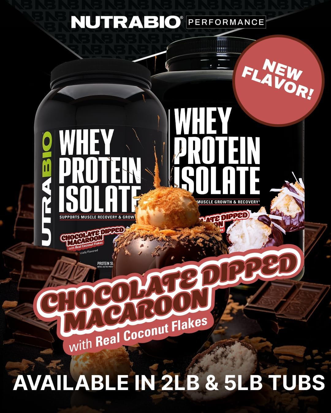 Chocolate Dipped Macaroon Whey Protein Isolate Powder - 25g Protein Per Serving - Complete Amino Acid Profile - Non-GMO - Soy & Gluten Free - 5 Lbs.