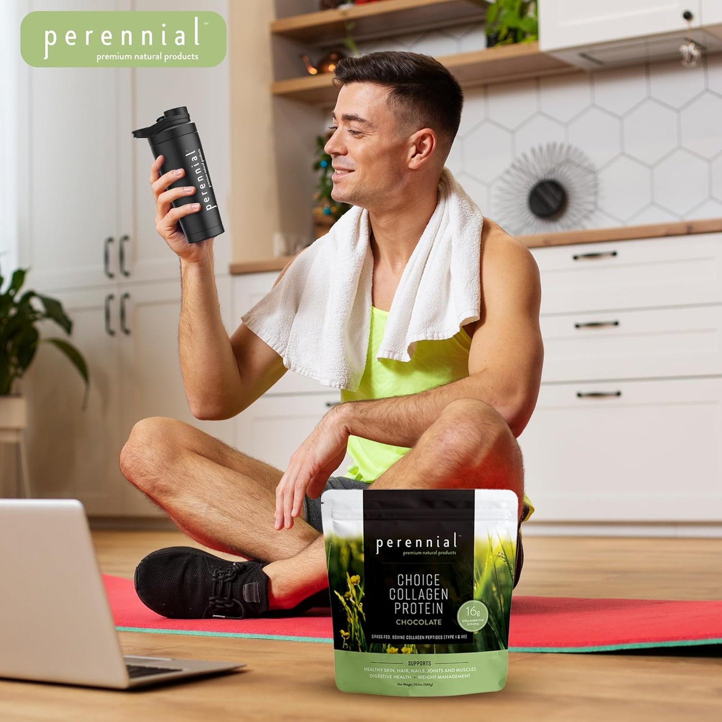 Chocolate Flavor Collagen Protein Powder - Grass-Fed, Dairy-Free, Gluten-Free - 17g Protein per Serving - Skin, Joints, Muscle Recovery - 20.5 oz