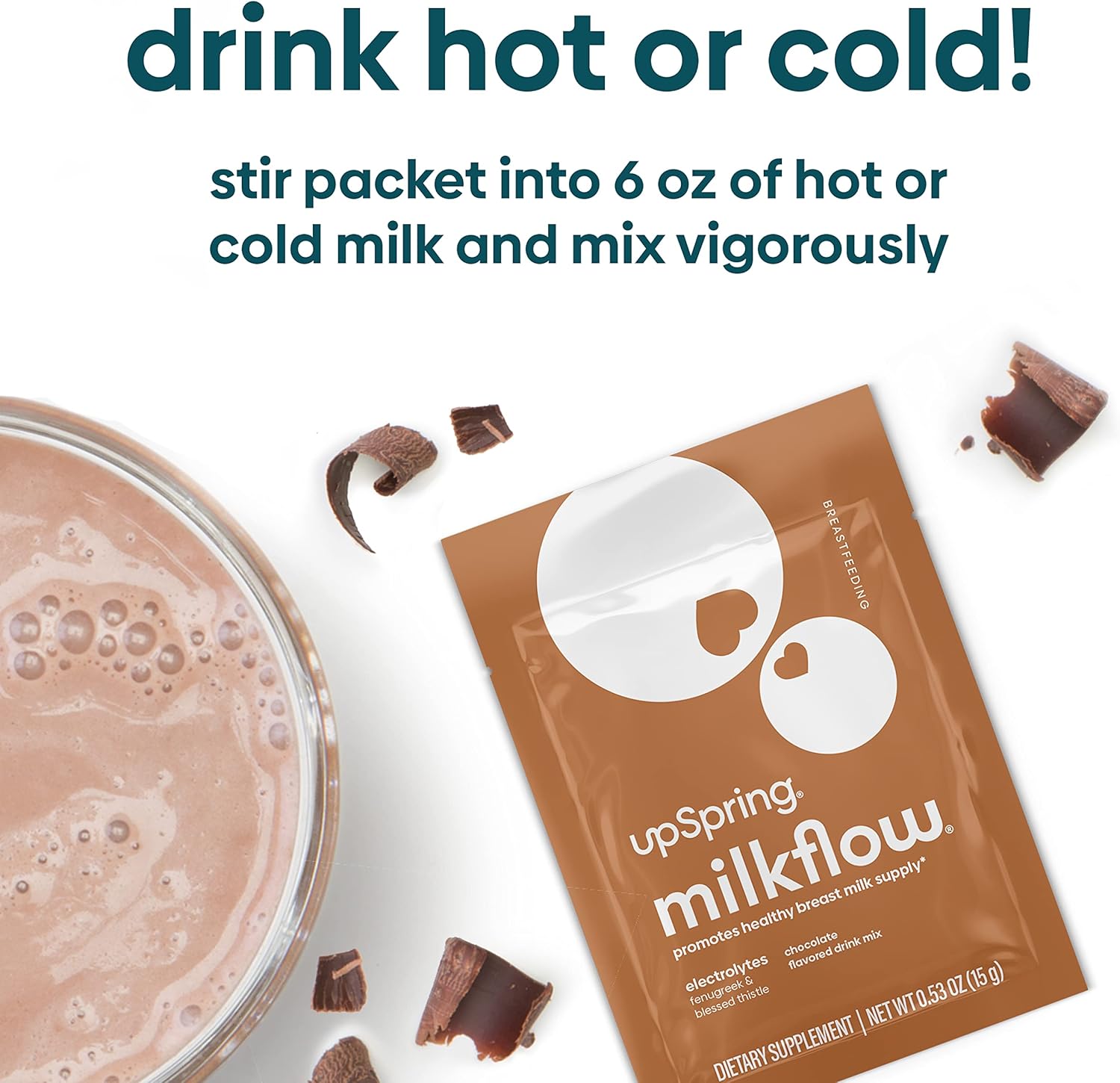 Chocolate Flavor Milkflow Electrolyte Breastfeeding Supplement Drink Mix - Promotes Healthy Breast Milk Supply & Restores Electrolytes - 16 Mixes