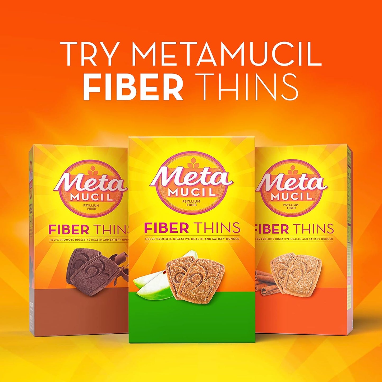Chocolate Flavored Metamucil Fiber Thins - Digestive Health Support with Psyllium Husk Fiber Supplement, Satisfy Hunger - 12 Servings