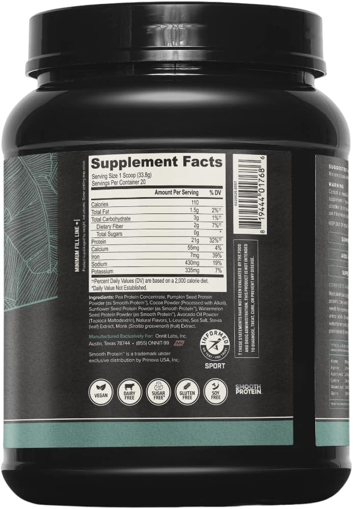 Chocolate Flavored Plant-Based Protein Powder - 20 Servings Tub by ONNIT