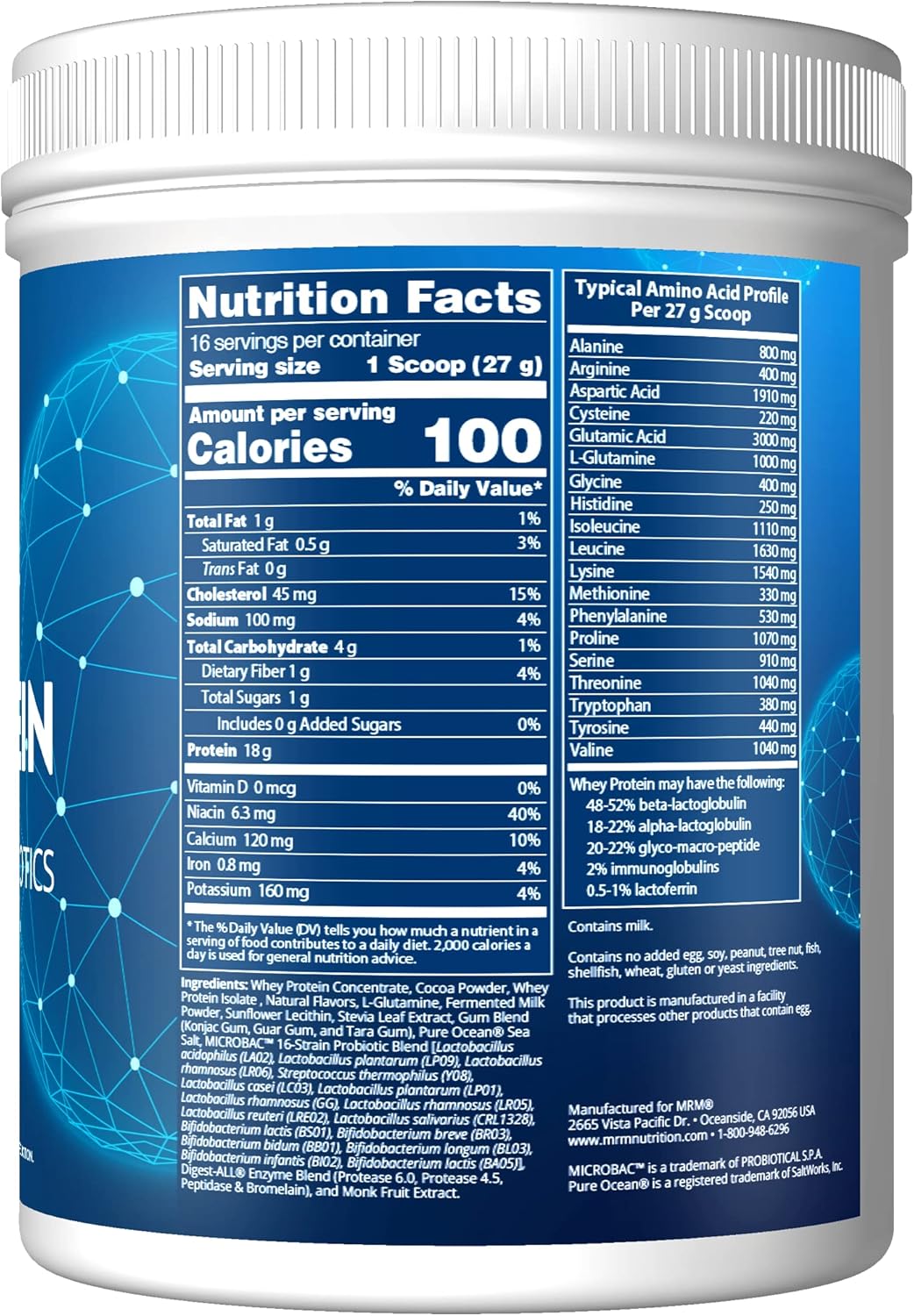 Chocolate Flavored Whey Protein with Probiotics, Digestive Enzymes, and BCAAs - Hormone and Antibiotic Free