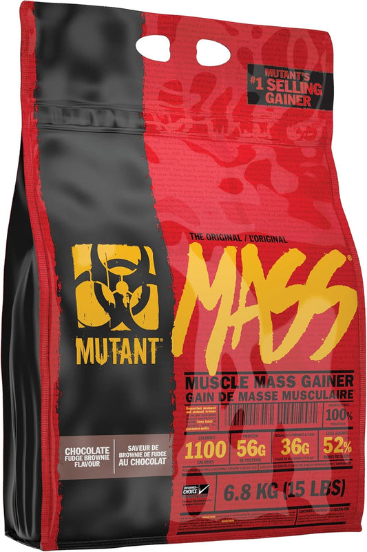 Chocolate Fudge Brownie Mutant Mass Weight Gainer Protein Powder - 1100 Calories for Muscle Size and Strength, 15 lb Pack