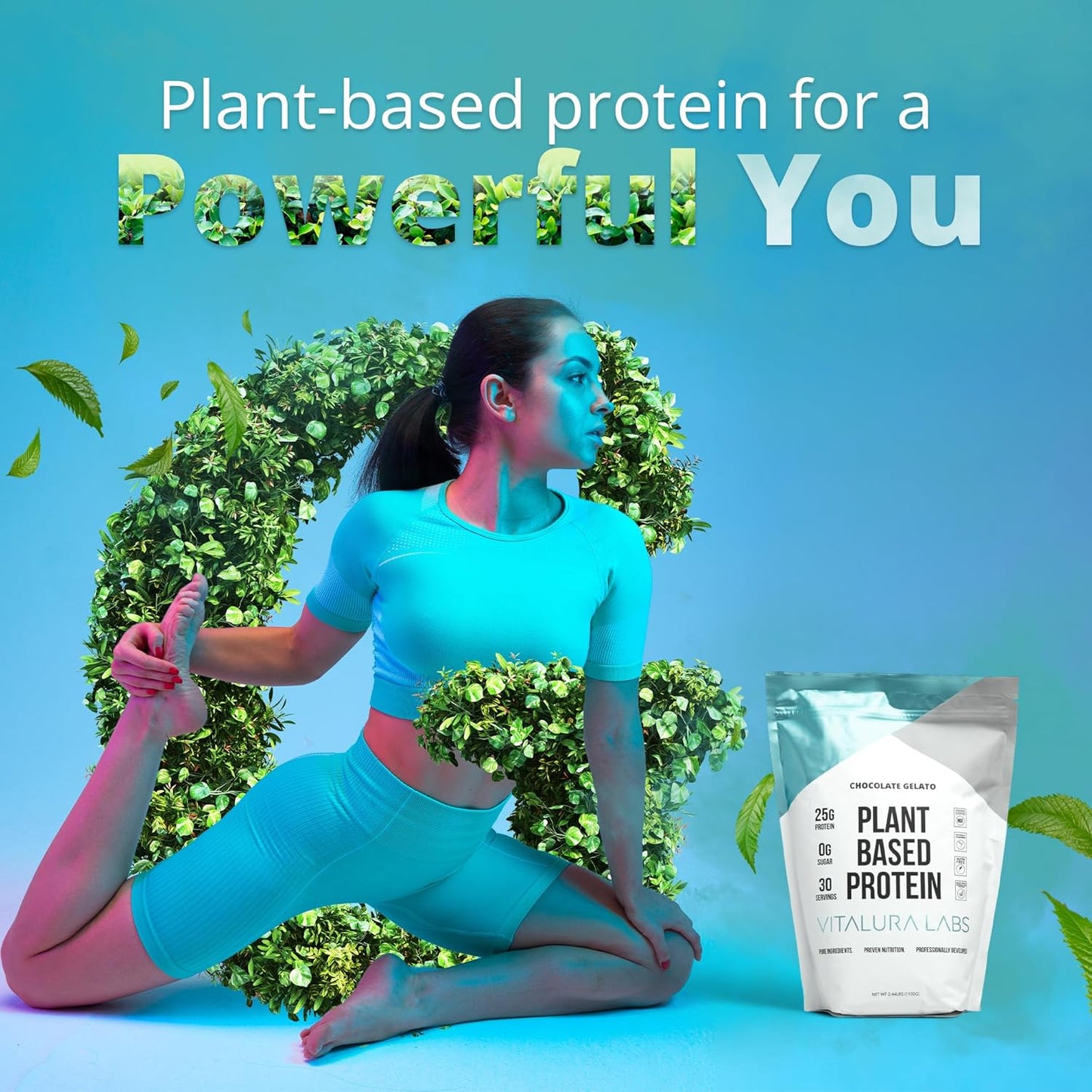 Chocolate Gelato Flavored Plant-Based Protein Powder with 25g of Protein Per Serving - NSF Certified - 30 Servings