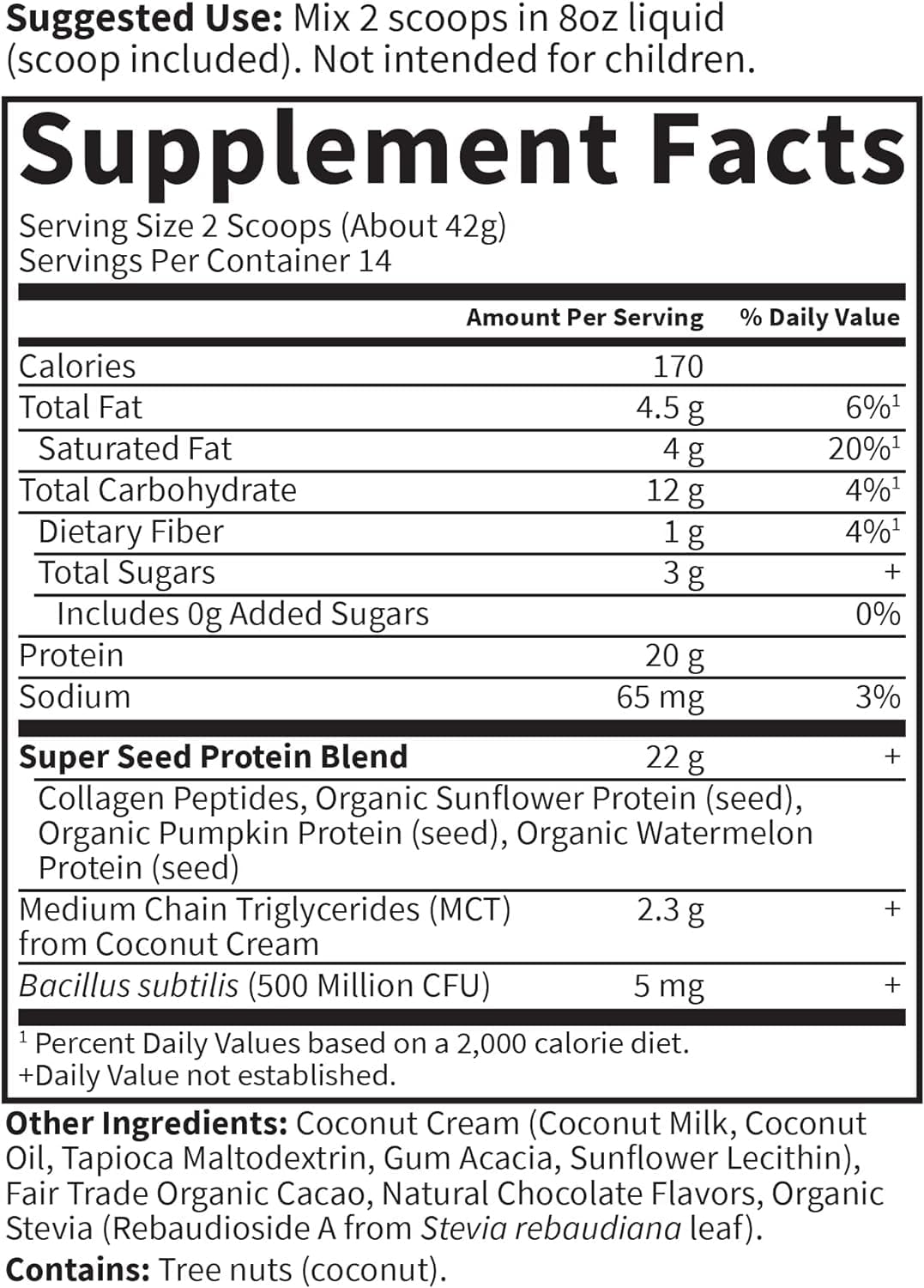 Chocolate Grass-Fed Collagen Protein Powder with Super Seeds and MCTs - 14 Servings for Joints, Mobility, and Muscle Repair - Keto Supplements by Garden of Life