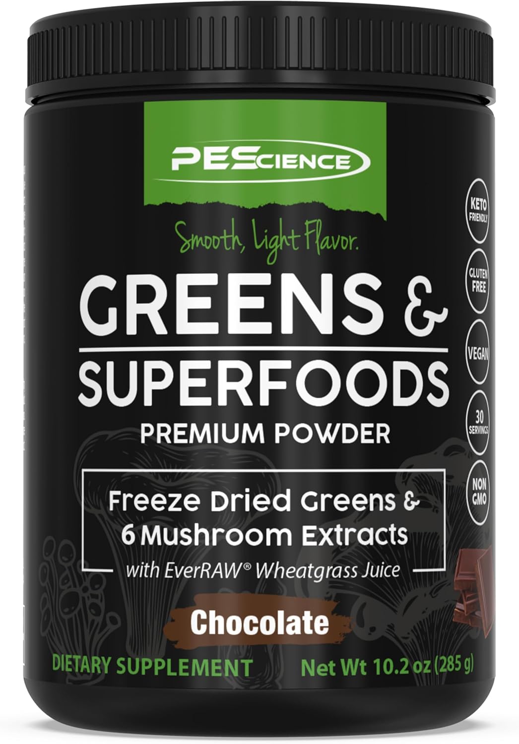 Chocolate Greens Superfood Powder with Turkey Tail Mushroom & Fruit Extracts - 30 Servings