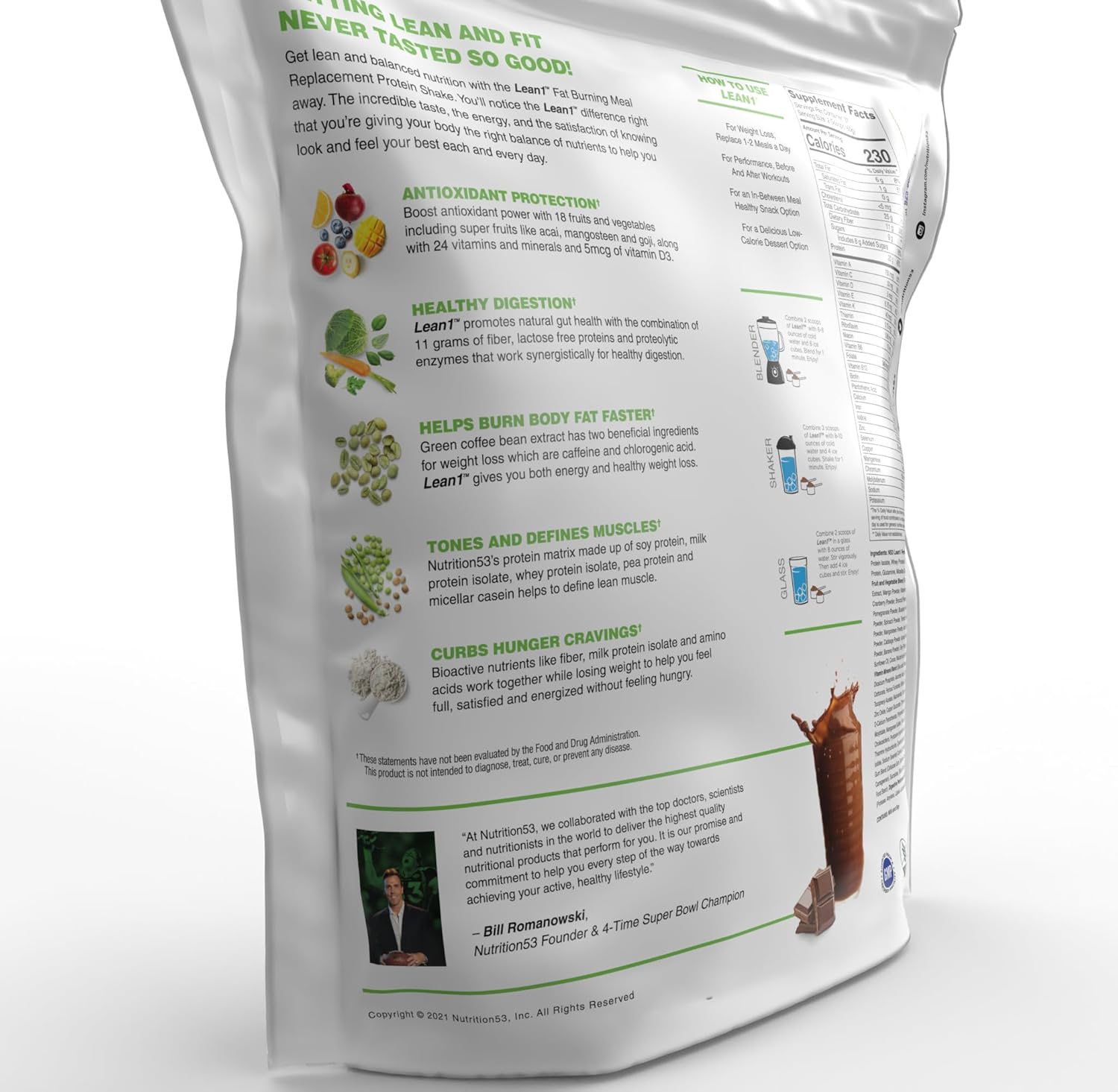 Chocolate Lean1 5lb - Meal Replacement Powder with Fat Burning Benefits (37 Servings)